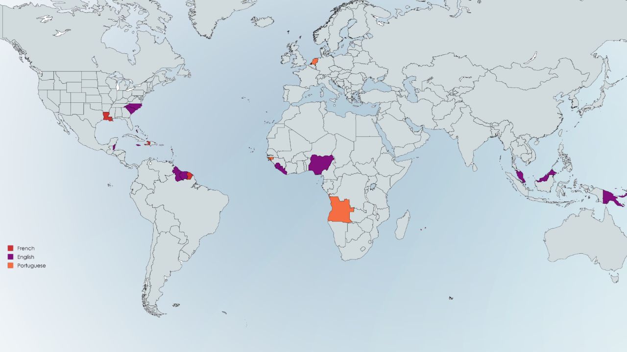 Map Featuring Creoles around the World